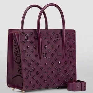 Christian Louboutin Merlot Calfskin Leather Medium Paloma Spikes Loubinhesky Bag